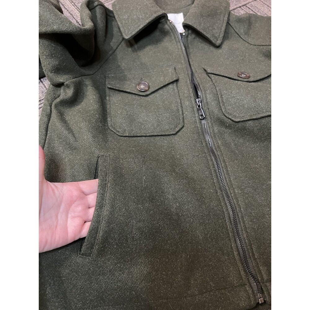 Avec Les Filles Olive Green Army Zip Up Utility Jacket "wool like" Size M - Picture 9 of 12
